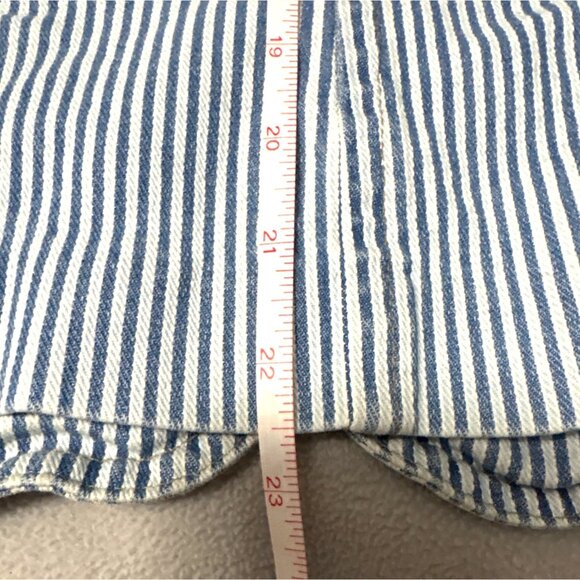 Robert Talbott Blue & White Striped Blazer Jacket L Cotton Blend Womens Tailored - Picture 7 of 9